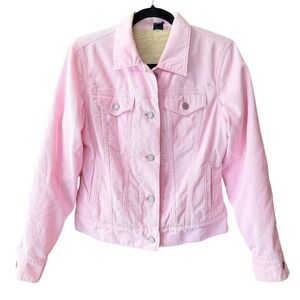 Gap Jeans 1969 Pink Corduroy Sherpa Borg Lined Trucker Jacket Women's Small